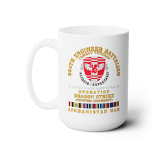 Load image into Gallery viewer, White Ceramic Mug 15oz - Army - 864th Eng Bn - Opn Dragon Strike w AFGHAN SVC
