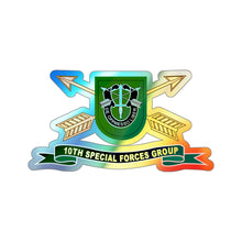 Load image into Gallery viewer, Holographic Die-cut Stickers - 10th Special Forces Group - Flash w Br - Ribbon X 300
