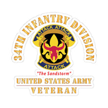 Load image into Gallery viewer, Kiss - Cut Stickers - Army - DUI - 34th Infantry Division - The Sandstorm - US Army Veteran X 300
