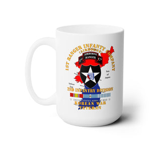 White Mug 15oz -  Army - 1st Ranger Inf Company - 2nd ID w Map w KOREA SVC X 300