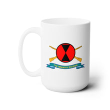 Load image into Gallery viewer, White Mug 15oz - Army - 7th Infantry Division - SSI w Br - Ribbon
