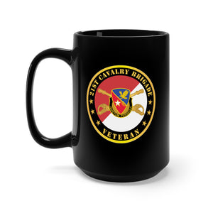 Black Mug 15oz - 21st Cavalry Brigade - Veteran - Red - White X 300