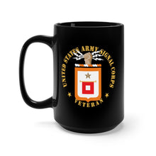 Load image into Gallery viewer, Black Mug 15oz - Army - US Army Signal Corps Veteran w Signal COA wo Backgrnd X 300
