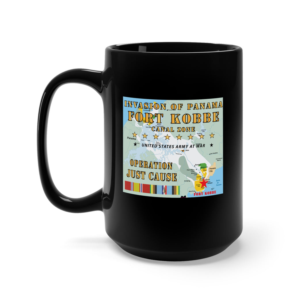 Black Mug 15oz - Invasion of Panama - Just Cause - Fort Kobbe - CZ w Svc Ribbons w Map X 300