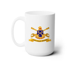 Load image into Gallery viewer, White Ceramic Mug 15oz - Army  - 102nd Cavalry Regiment w Br - Ribbon
