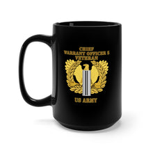 Load image into Gallery viewer, Black Mug 15oz - Army - Emblem - Warrant Officer 5 - CW5 w Eagle - Veteran
