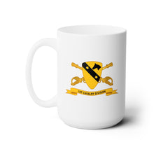 Load image into Gallery viewer, White Ceramic Mug 15oz - Army - 1st Cavalry Division w Br - Ribbon
