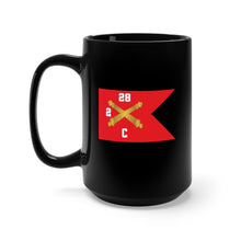 Load image into Gallery viewer, Black Mug 15oz - C Brty, 2nd Battalion 28th Field Artillery Regiment - Red Wing Guidon X 300
