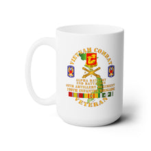 Load image into Gallery viewer, White Ceramic Mug 15oz - Army - Vietnam Combat Vet - Alpha Battery, 2nd Bn 40th Artillery - 199th Infantry Bde  - VN  SVC
