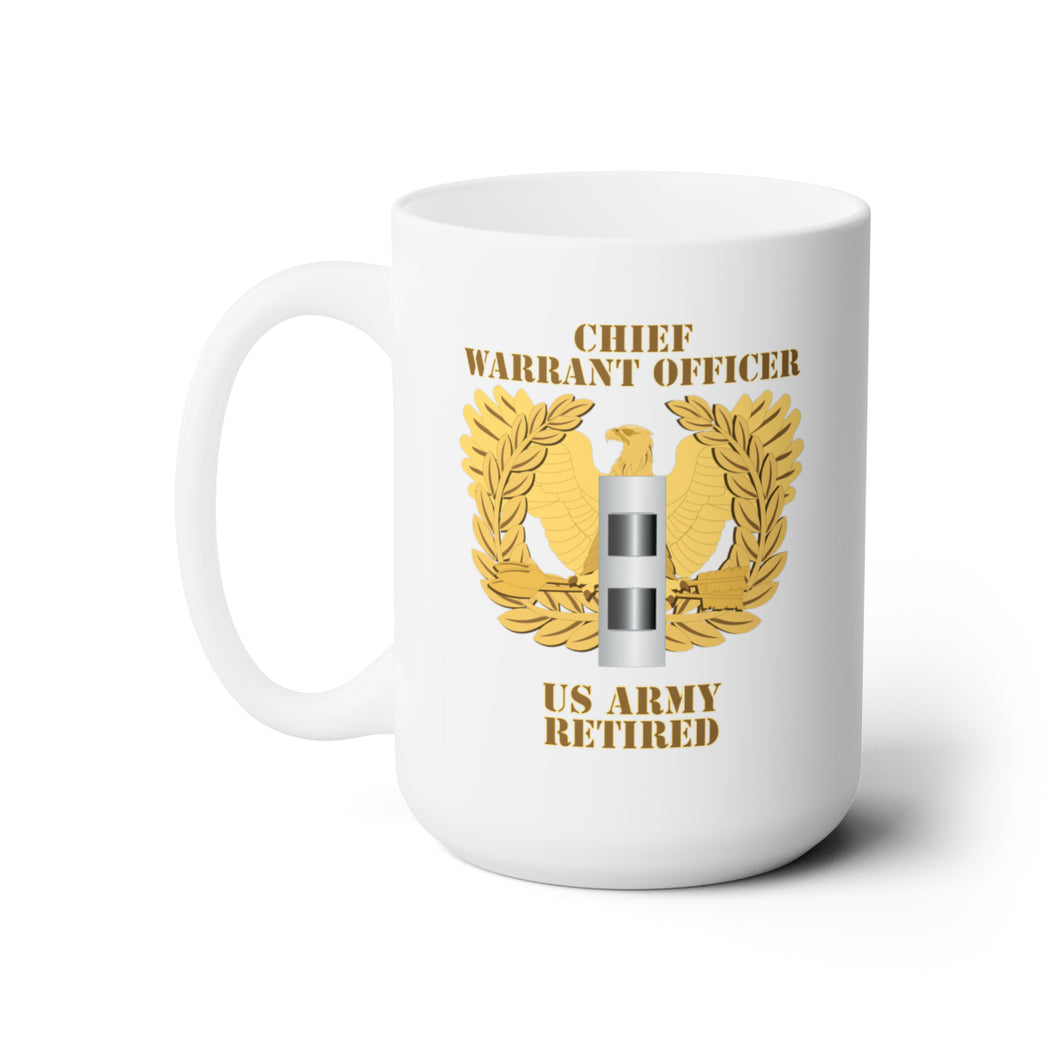 White Ceramic Mug 15oz - Army - Emblem - Warrant Officer - CW2 - Retired