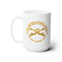 Load image into Gallery viewer, White Ceramic Mug 15oz - Army - 1st Squadron, 303rd Armored Cavalry Regiment Branch - Always Ready and Fearless - US Army X 300
