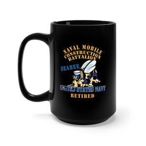 Black Mug 15oz - Navy - Seabee - Retired X 300