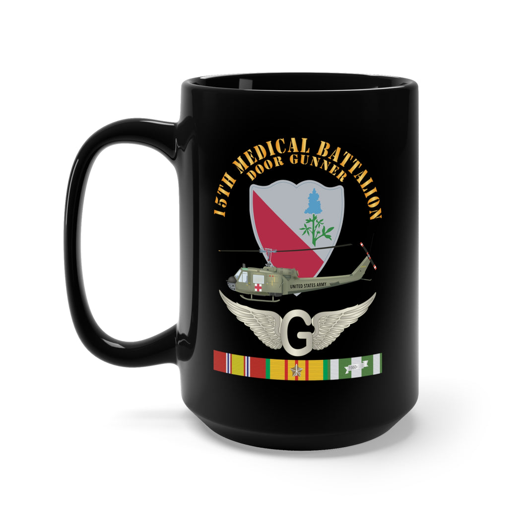 Black Mug 15oz - 15th Medical Battalion - Vietnam w DoorGunner Wings w VN SVC X 300