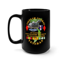 Load image into Gallery viewer, Black Mug 15oz - Army - Vietnam Combat Vet - 1st Bn 61st  IN - 5th Inf Div w APCs
