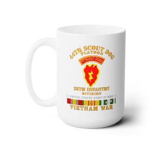 White Ceramic Mug 15oz - Army - 44th Scout Dog Platoon 25th Infantry Div - VN SVC