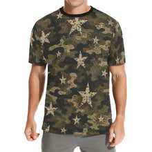Load image into Gallery viewer, Distressed Camo Stars Pattern Men's All Over Print Crew Neck T-Shirt
