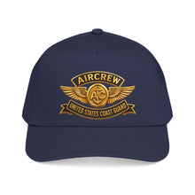 Load image into Gallery viewer, Mid Profile Baseball Cap - USCG - Aircrew Badge w txt - 3D - Enhanced
