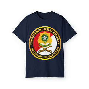 Unisex Ultra Cotton Tee - Army - 2nd Armored Cavalry Regiment DUI - Red White - Operation Desert Storm