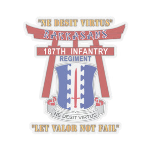 Kiss-Cut Stickers - Army - 187th Infantry Regiment - Torii, Rakkasans, Let Valor Not Fail, English, Latin X 300