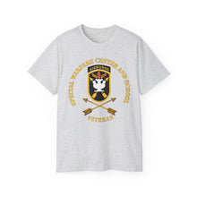 Load image into Gallery viewer, Unisex Ultra Cotton Tee - JFK Special Warfare Center - School SSI w Branch - Veteran wo Backgrnd
