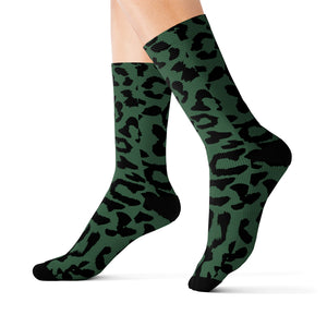 Sublimation Socks - Leopard Camouflage - Green-Black