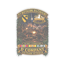 Load image into Gallery viewer, Kiss-Cut Stickers - 1st Battalion 8th Cavalry, Delta Company - w SSI - DUI - Tay Ninh 21 March 1969 - 3D - Enhanced
