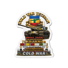 Load image into Gallery viewer, Die-Cut Magnet - Army - Cold War Vet - 4th Bn 73rd Armor - 1st Inf Div - Panzer Kaserne Boblingen, FRG - M60A1 Tank w COLD SVC - 3D Enhanced X 300

