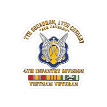 Load image into Gallery viewer, Kiss-Cut Stickers - Army - 7th Squadron - 17th Cavalry - 4th ID - Vietnam Vet w SVC Ribbon - 3D X 300
