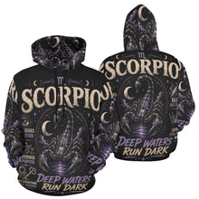Load image into Gallery viewer, Scorpio - deep waters run dark Men's All Over Print Hoodie (USA Size)
