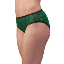Load image into Gallery viewer, Stylish Women's Briefs with Snake Print, Trendy Underwear, High Waist Briefs, Comfortable Lingerie - Black and White Snake Skin - Dark Green
