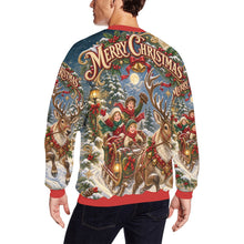 Load image into Gallery viewer, Victorian Christmas Reindeer Sleigh Ride Men's All Over Print Fuzzy Sweatshirt | Ships from USA
