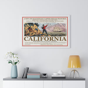 Premium Framed Horizontal Poster -  Set Sail for CALIFORNIA - California Gold