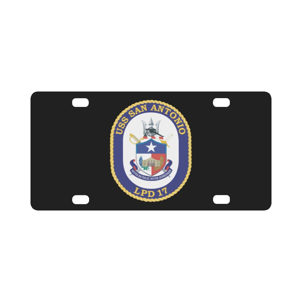 Navy - USS San Antonio (LPD-17) wo Txt X 300 Classic License Plate