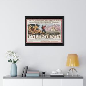 Premium Framed Horizontal Poster -  Set Sail for CALIFORNIA - California Gold