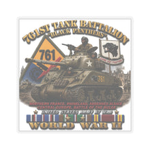 Load image into Gallery viewer, Kiss-Cut Stickers - Army - 761st Tank Battalion - Black Panthers - w Tank w - KITT SSI WWII  EU SVC - 3D - Enhanced
