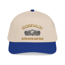 Load image into Gallery viewer, Mid Profile Baseball Cap - USCG - Coxswain w txt - Gold - 3D - Enhanced
