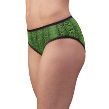 Load image into Gallery viewer, Stylish Women's Briefs with Snake Print, Trendy Underwear, High Waist Briefs, Comfortable Lingerie - Black and White Snake Skin - Green
