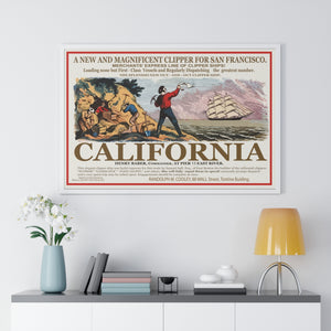 Premium Framed Horizontal Poster -  Set Sail for CALIFORNIA - California Gold