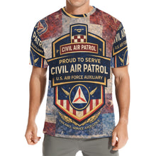 Load image into Gallery viewer, Men's All Over Print Crew Neck T-Shirt - Tribute Tee - Civil Air Patrol
