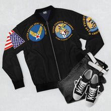 Load image into Gallery viewer, Men's AOP Bomber Jacket - US Army Air Force - WWII - 351st Fighter Squadron (Europe) P-51 Mustang Fighter
