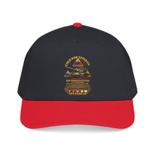 Load image into Gallery viewer, Mid Profile Baseball Cap - Army - Cold War Vet -  3rd Armored Division  - Gelnhausen, Germany - M60A3 Tank  - Spearhead w Fire - 3D - Enhanced
