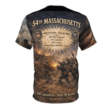 Load image into Gallery viewer, All-Over Print Tee - 54th Massachusetts - Fort Wagner - Paid for in Blood
