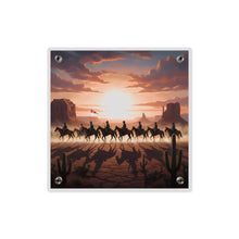 Load image into Gallery viewer, Acrylic Wall Art Panel - 10th Cavalry on Patrol in the sunset w 10th Cav Guidon
