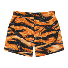 Load image into Gallery viewer, Orange Black Abstract Wave Swim Trunks | All-Over Print
