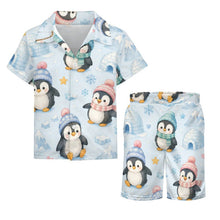 Load image into Gallery viewer, 135gsm Children's Casual Beach Set(All-Over Printing) - Penguin Winter Wonderland
