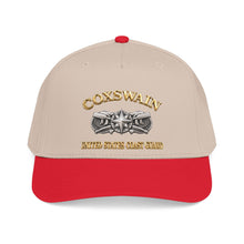 Load image into Gallery viewer, Mid Profile Baseball Cap - USCG - Coxswain w txt - Gold - 3D - Enhanced
