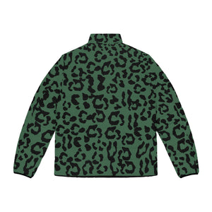 Men's Puffer Jacket (AOP) - Leopard Camouflage - Green-Black