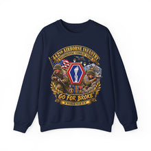 Load image into Gallery viewer, Crewneck Sweatshirt - Army - 442nd Airborne Infantry Regimental Combat Team - 3D - Enhanced with EUR WWII SVC
