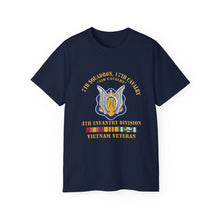 Load image into Gallery viewer, Unisex Ultra Cotton Tee - Army - 7th Squadron - 17th Cavalry - 4th ID - Vietnam Vet w SVC Ribbon - 3D X 300
