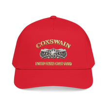 Load image into Gallery viewer, Mid Profile Baseball Cap - USCG - Coxswain w txt - Gold - 3D - Enhanced
